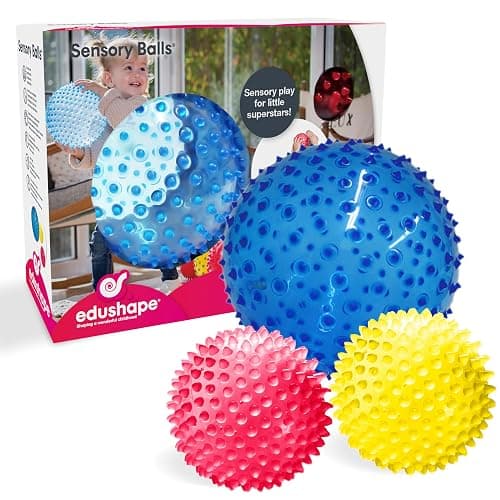 Edushape Original Sensory Balls - Pack of 3 Colorful Baby Balls and Toddler Ball; Enhances Gross Motor Skills for Kids 6 Months and Up - Image 1