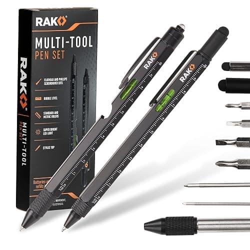 RAK Multitool Pen Gifts for Men, 2-Pack 11 in 1 Multitool Pen Set, Tech Cool Gadgets Stocking Stuffer Holiday Christmas Gifts for Dad, Husband, Grandpa, Him, EDC Tactical Pen Tool, Gift-Ready Box - Image 1