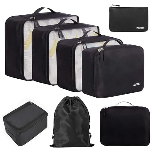 BAGAIL 8 Set Packing Cubes Luggage Packing Organizers for Travel Accessories (Jet Black) - Jet Black - 8 Set - Image 1