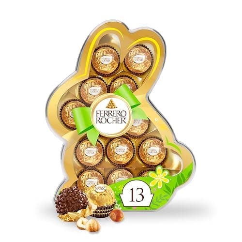 Ferrero Rocher, 13 Count, Premium Gourmet Milk Chocolate Hazelnut, Individually Wrapped Candy for Gifting in a Bunny-Shaped Box, Great Easter Gift, 5.7 oz - Image 1