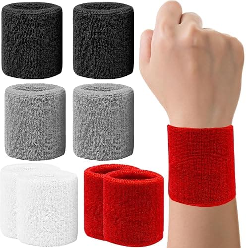 IMAGERIO 8 Pack Wrist Sweatbands Tennis Wrist Bands Absorbent Sweat Band for Men and Women, Breathable Cotton Sweatbands for Working Out, Football, Basketball, Running Athletic Sports - Image 1