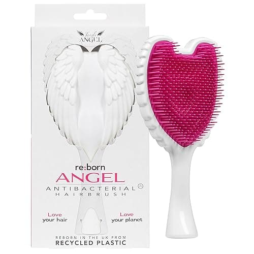 Hair Detangler Brush - Detangling Brush for Thick Hair with Soft Bristles, Angel Wing Design, & Long Handle - Water Resistant Tangle Angel Reborn Hairbrush for Shower & Hairstyling - White Fuschia - Image 1