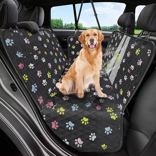 Dog Car Seat Cover, 600D Heavy Durable Dogs Seat Cover for Back Seat, 100% Waterproof Scratch Proof Nonslip Dog Hammock for Car with Side Flap, Pet Seat Covers with SeatBelt for Cars Sedan SUV Trucks - Image 1