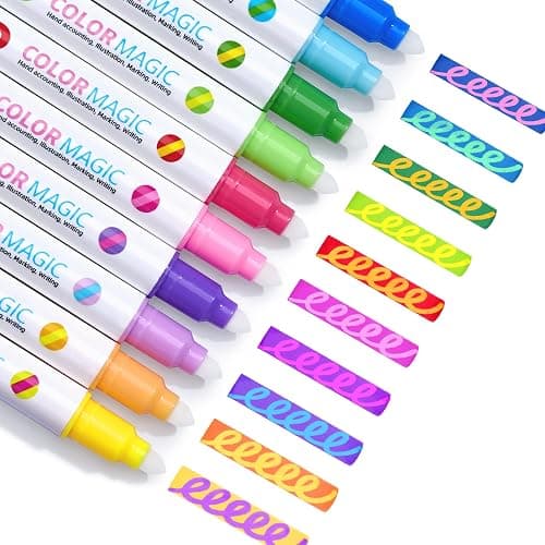 JoyCat 10 Color Changing Highlighter Pens,Dual Tip Magic Markers,Assorted Fluorescent Colors for Art Journaling,Note Taking&School Office Journaling Supplies,No Bleed,Ideal gift&marker for Kids&Adult - Image 1