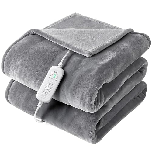 PKBD 2025 Flannel Heated Blanket, 50"x60" Soft Electric Blanket with 8 Heating Levels & 10H Timing Auto Shutdown, Overheating Protection, Machine Washable - Image 1