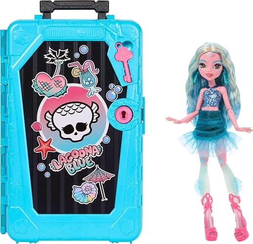 Monster High Skulltimate Secrets Lagoona Blue Doll and Accessories Set, Destination: Gore-geous Oasis with Suitcase and 19+ Surprises Like Clothes - Image 1