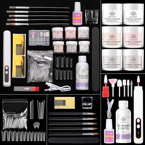 BORN PRETTY Acrylic Nail Kit with Drill - 92Pcs Acrylic Powder Set for Beginners, Includes Powder, Liquid, Tools for DIY Salon at Home - Image 1