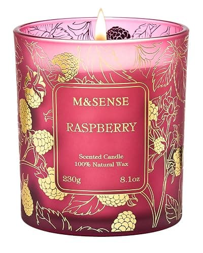 M&SENSE Raspberry Scented Soy Candles, 8.1oz 42-Hour Burn Time Vegan No Toxin, Aromatherapy Relaxing Refreshing Candles for Stress Relief, Fall Winter Thanksgiving Christmas Gifts Housewarming Gift - Image 1