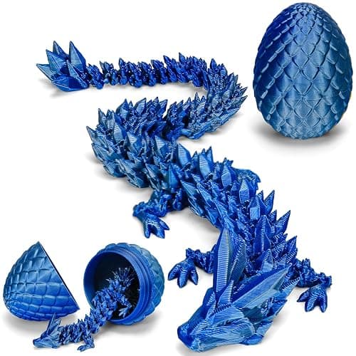 TBOLINE 12" 3D Printed Dragon Egg, Christmas Stocking Stuffers for Kids Boys, Cool 3D Printer Articulated Crystal Dragon Toy for Boys Kid Teen, Animals Fidget Toy Dinosaur Eggs for 5-7 4-6 8-12 - Image 1