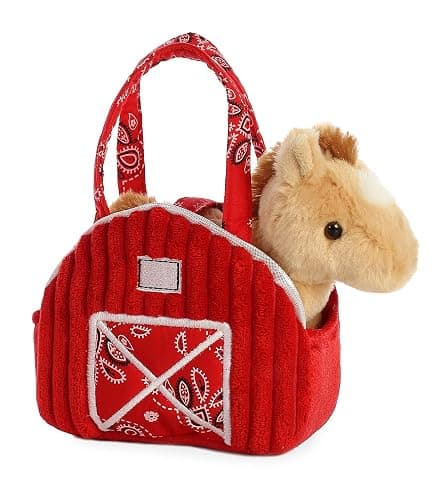 Aurora® Fashionable Fancy Pals™ Red Barn Horse Stuffed Animal - Plush with Stylish Purse for Dress Up Fun - Perfect for Kids 3+ Years, Costumes, and Birthdays - Red 7.5 Inches - Image 1