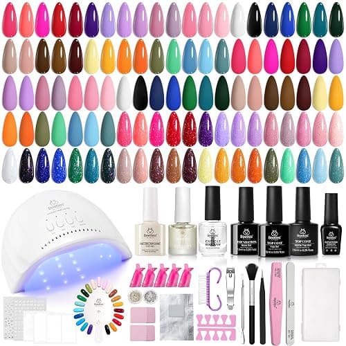 Beetles 69 Pcs Gel Nail Polish Kit with U V Light - 35 Colors Gel Polish Nail Kit with with Base & Glossy Top Coat Soak Off DIY Salon Beginner-friendly Manicure Nails Stuff Gifts for Women Teens Girls - Image 1