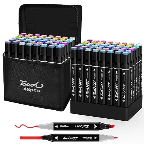 KJSHUANGTANG Alcohol Markers, 48 Colors Dual Tip Art Markers, Drawing, Coloring Marker for Kids Sketching Adult Coloring - Image 1