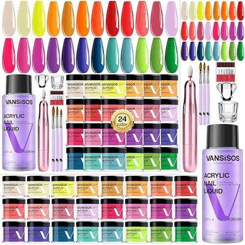 VANSISOS Acrylic Nail Kit for Beginner: Complete Set with 24 Colors Acrylic Powder & Liquid Long Last Durable Quick Dry for Nail Manicure with Nail Drill and Basic Accessories - Image 1
