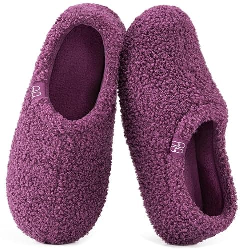 HomeTop Women's Fuzzy Curly Fur Memory Foam Loafer Slippers with Polar Fleece Lining - Image 1