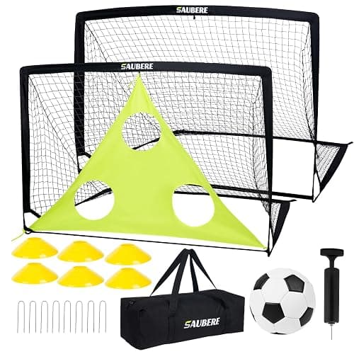 6x4 ft Kids Soccer Goals for Backyard Set of 2- Portable Pop Up Soccer Net for Backyard for Kids Toddler Youth, Soccer Training Equipment+ Soccer Goal Target, Ball and Cones, Outdoor Soccer Game - Image 1