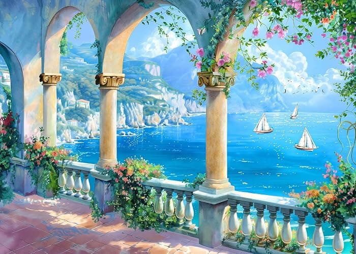 Coastal Corridor 1000 Piece Puzzle for Adults, Ocean Mountain View Puzzles for Adults 1000 Pieces, Jigsaw Puzzles 1000 Pieces Scenic Floral Corridor Puzzle for Adults Teens Seniors Challenging Game - Image 1