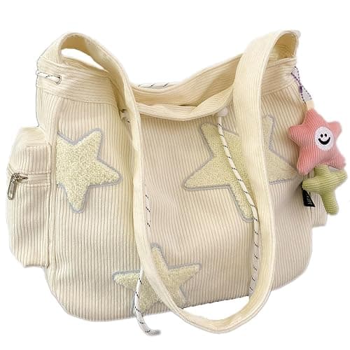 Makukke Y2K Corduroy Shoulder Bag Women, Cute Tote Bag Large Crossbody Bag for Office Work Travel Shopping - Image 1