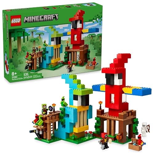 LEGO Minecraft The Parrot Houses Building Toy for Boys and Girls 8+ - Minecraft Video Game Kids Toy - Includes Jungle Ranger and Parrot Handler Minifigures and Accessories - 21282 - Image 1