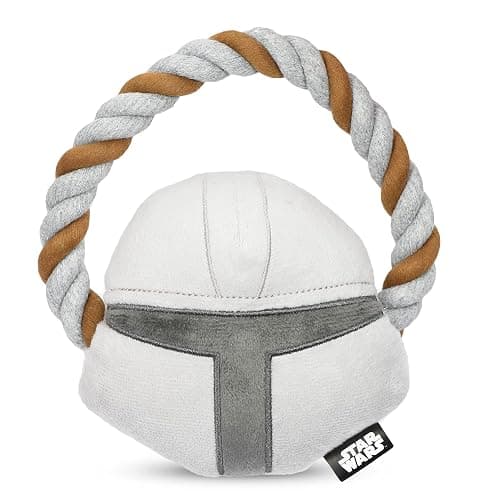 STAR WARS for Pets THE Mandalorian Rope Ring with Plush Head Dog Toy | THE Mandalorian Chew Toy for Dogs | Dog Toys, Dog Tug Toys, Tug of War Dog Chew Toys | Gifts for Fans of Star Wars - Image 1