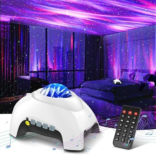 Northern Galaxy Light Aurora Projector with 33 Light Effects, Night Lights LED Star Projector for Bedroom Nebula Lamp, Remote Control, White Noises, Bluetooth Speaker for Parties White - Image 1