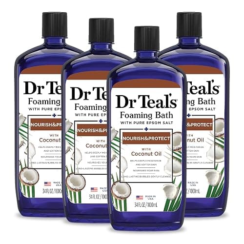 Dr Teal's Foaming Bath with Pure Epsom Salt, Nourish & Protect with Coconut Oil, 34 fl oz (Pack of 4) - Image 1