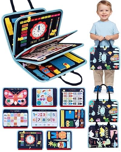 Busy Board for 1 Year Old, Busy Book for Toddlers 1-3, Montessori Toys for 1 Year Old, Educational Sensory Activities, Learning Toy Fine Motor Skills, Travel Toy for Toddler, Boy Birthday Gifts - Image 1