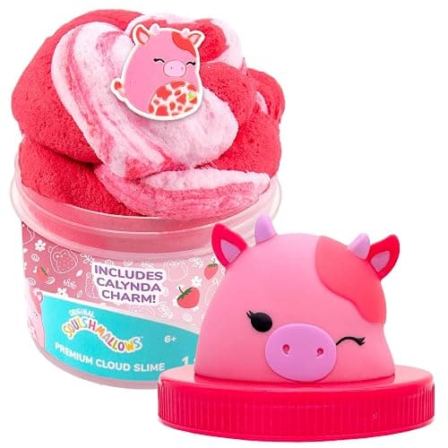 Original Squishmallows Calynda The Cow Premium Cloud Slime, 8 oz. Fluffy Strawberry Scented With 3 Fun Add Ins, Pre-Made for Kids, Great 6 Year Old Toys, Super Soft Sludge Toy - Calynda- Strawberry - Image 1