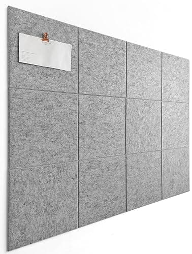 DECORITA Large Cork Board Alternative | Felt Bulletin Board for Office, Home & Classroom | Cork Boards for Walls Pin Board Wall Organizer | Felt Wall Tiles (12-Pack) | Gray Marble - Image 1