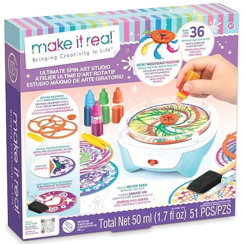 Make It Real: Ultimate Spin Art Studio - Innovation Station, Make 36 Artwork Masterpieces, Spiral-Hub Ink Diffuser, DIY All-in-1 Craft Set, Kids 6+ - Image 1
