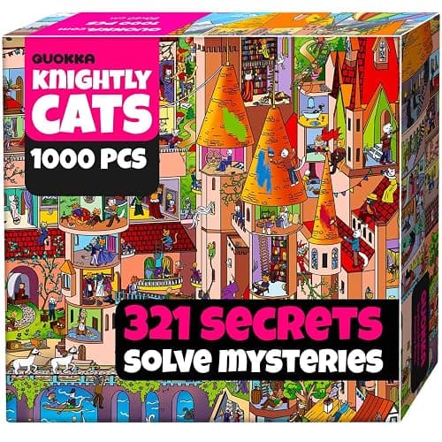 QUOKKA 1000 Piece Jigsaw Puzzle for Adults Knightly Cats – Puzzles for Adults 1000 Pieces Premium Box Packaging - Extra Fun Whimsical Cat Challenges - Perfect for Relaxation & Creativity& Gift Giving - Image 1