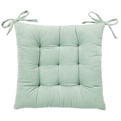 HLOVME Corduroy Chair Cushion with Ties Ultra Soft Warm Floor Cushion for Kids Reading Nook Comfortable Square Seat Cushion for Adult 15.7”x15.7”, Green - Image 1