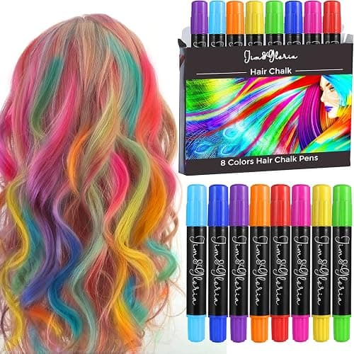 Jim&Gloria Dustless Hair Chalk Gifts for Girls Makeup Kit, Gift for Teen Girl Trendy Stuff, Kids, Teenage Tweens Teenager Temporary and Washable Color Dye Markers Age 7 8 9 10 11 12 13 14 Year Old Toy - Image 1