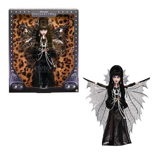 Monster High Doll, Elvira, Mistress of The Dark Collectible in Black Faux Leather Dress with Silvery Batwing Cape and Premium Accessories (Amazon Exclusive) - Image 1