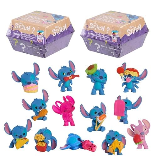 Just Play Stitch Blind Mini Figures 2-Pack, 2-inch Collectible Figurines and 2 Reusable Burger Boxes, Kids Toys for Ages 3 Up - Image 1
