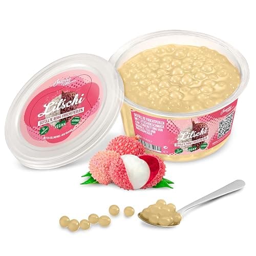 The Inspire Food Company Popping Boba Pearls for Bubble Tea - 450gm | Lychee | Bursting Pearls Bubble | Real Fruit Juice for Shakes, Dessert,Smoothie | 100% Vegan & Glutenfree, No Artificial Colors - Lychee - 450 g (Pack of 1) - Image 1