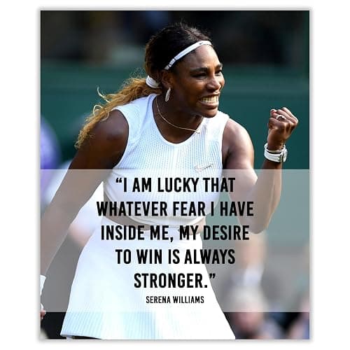 Strong Desire To Win - Serena Williams Inspirational Quotes Wall Art Print, Motivational Sports Wall Decor for Home, Office Gym, Living Room & Workout Spaces (Motivational, 11 x 14 inches) - Image 1