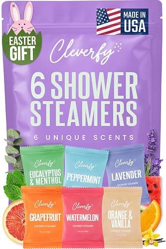 Cleverfy Shower Steamers Aromatherapy - Easter Basket Stuffers for Teens and Adults - Easter Gifts for Women and Men, Girls and Boys - 6 Tablets - Image 1