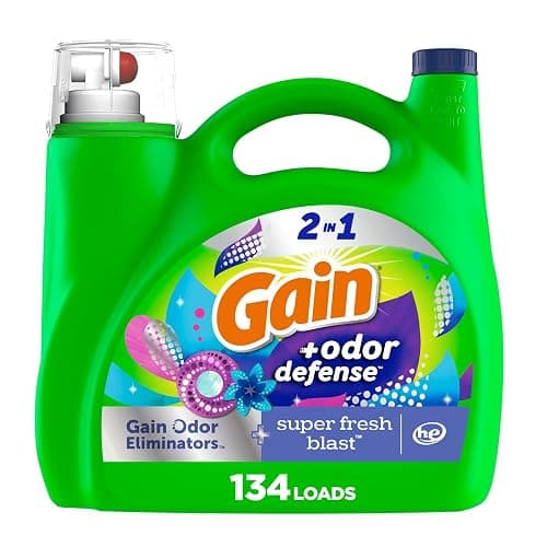 Gain Odor Defense Liquid Laundry Detergent, Super Fresh Blast Scent, 194 fl oz, 134 loads, 2 in 1, Laundry Detergent Liquid Soap, HE compatible - Image 1