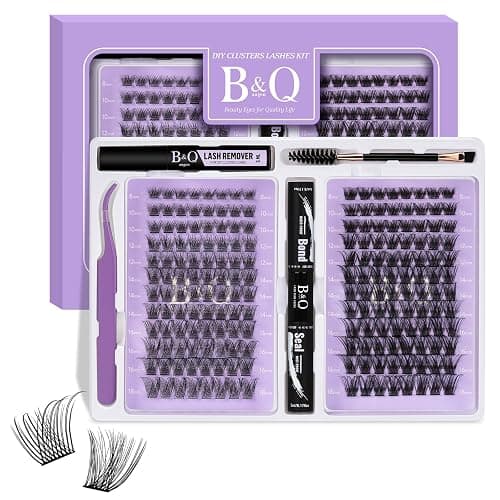 Lash Extension Kit 192 pcs Eyelash Extension Kit B01+B10 8-18mm Mixed Lash Clusters Kit Individual Lashes Kit Wispy with Lash Glue and Remover Applications Eyelash Kit (B01+B10, Kit) - Image 1