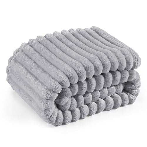 Bedsure GentleSoft Grey Throw Blanket for Couch - Cozy Soft Blankets for Women, Cute Small Fleece Throws for Girls, Light Grey, 50x60 Inches - Image 1