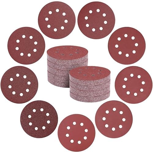 UZLU 135 PCS 5 Inch Sanding Discs, 8-Hole Round Hook and Loop Sandpaper 9 Grades Include 40 60 80 120 150 220 320 400 600 Grit, Aluminum Oxide Sanding Pads for Random Orbital Sander - Image 1