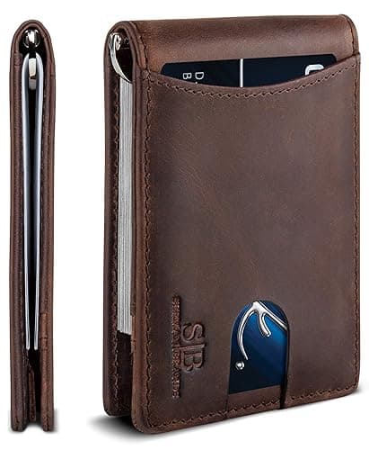SERMAN BRANDS RFID Blocking Slim Bifold Genuine Leather Minimalist Front Pocket Wallets for Men with Money Clip Thin Gift - Image 1
