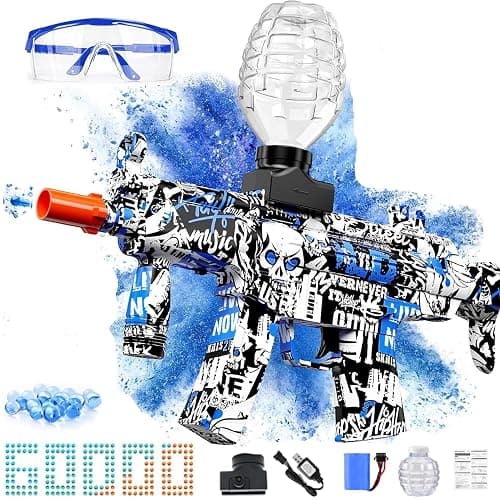 Electric Gel Ball Blaster, High Speed Automatic Splatter Ball Blaster with 60000+bullet and Goggles, Rechargeable Splatter Ball Toys for Outdoor Activities Shooting Game Party Favors,water bullet. - Image 1