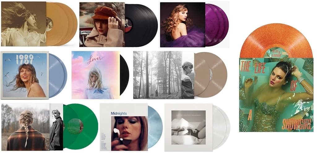 Taylor Swift 10 Album Record Collection: Fearless, Red, Speak Now, 1989, Lover, Folklore, Evermore, Midnights, The Tortured Poets Department and The Life of a Showgirl - Image 1