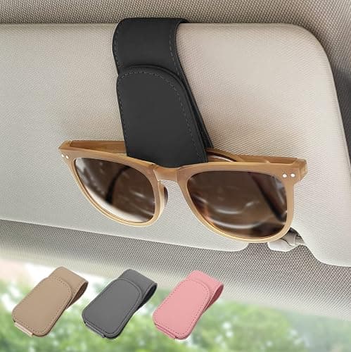 Ompellus Magnetic Leather Sunglass Holder, Eyeglass Hanger Clip for Car Sun Visor, Suitable for Different Size Eyeglasses(Black, 1 Pack) - Image 1