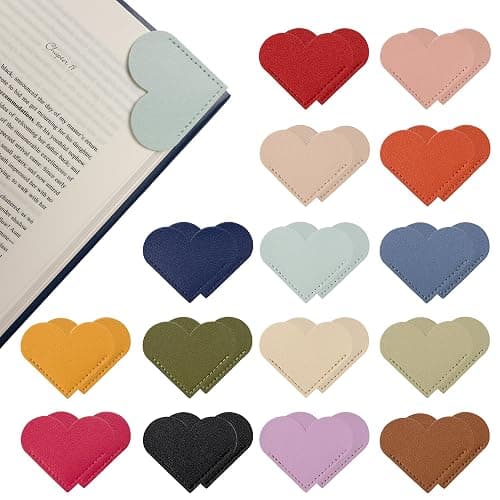 Yuoyar 30Pcs Leather Heart Book Marks for Reading Women - Cute Bookmarks for Book Lovers - Unique Gifts for Women - Image 1