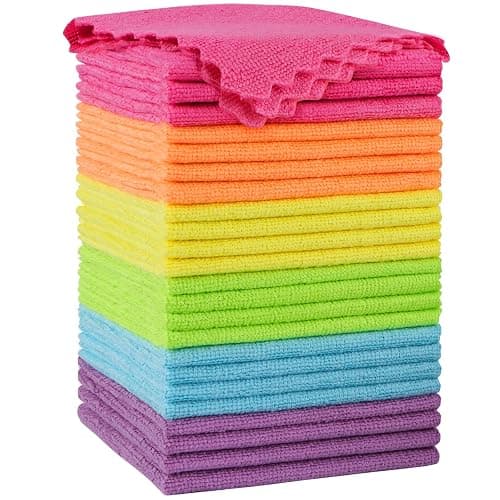 Orighty Microfiber Cleaning Cloth, 24 Pack Highly Absorbent Cleaning Rags, Household Cleaning Supplies, Reusable Microfiber Towels Lint Free Cloths for House, Kitchen, Car Care, 12x11 inch - Image 1