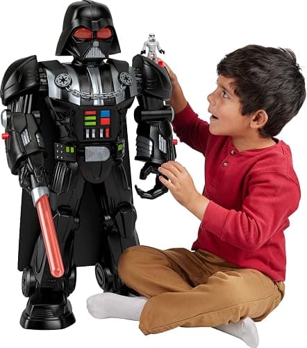 Fisher-Price Imaginext Star Wars Darth Vader Bot 2+ Ft Tall Toy, Lights Sounds & Stormtrooper Metal Character Key for Kids Ages 3+ Years - Image 1