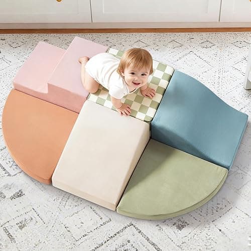 Tiny Land Soft Foam Climbing Blocks for Toddlers, 6-Piece Foam Blocks | Indoor Playground Baby Climbing Toys, Ideal Gift for Kids Activity Crawling and Sliding Foam Play Set (Morandi) - Image 1