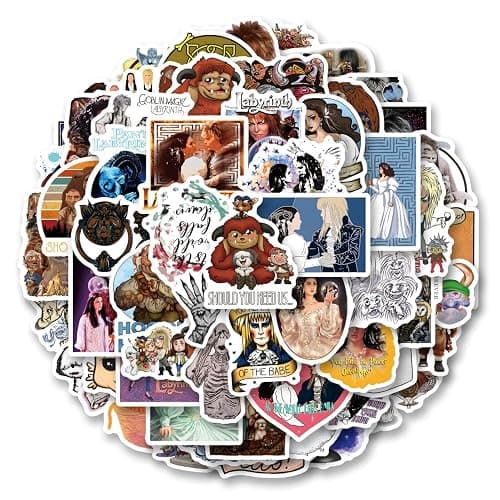 62Pcs Labyrinth Stickers Pack, Aesthetic Vinyl Waterproof Decals for Water Bottle,Laptop,Phone,Skateboard,Scrapbooking,Bumper Decor for Kids Teens Adults Fans for Party Supply Decor - Image 1